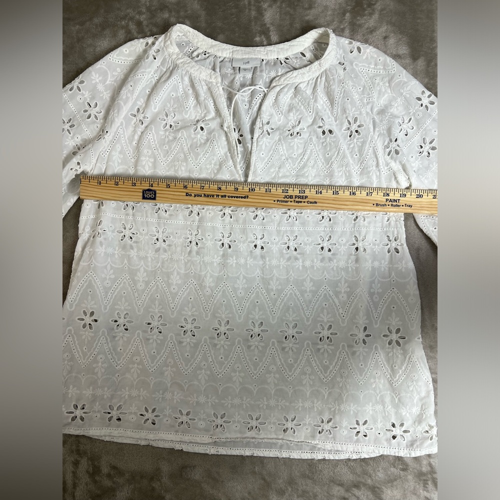 J. Jill Women’s Top Size Medium Eyelet Peasant‎ Blouse - Picture 6 of 9
